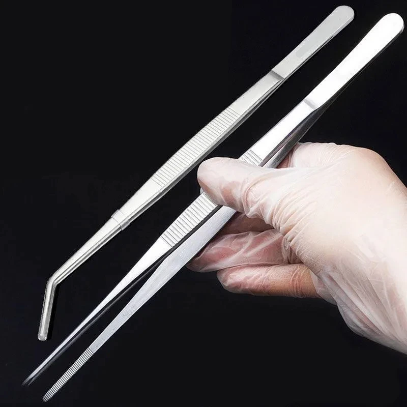 Stainless Multifuctional Steel Elbow Tweezers Aquarium Clip Long Tongs Medical Tweezers Forceps Pet Feeding Tools Non-slip tweezer tool
