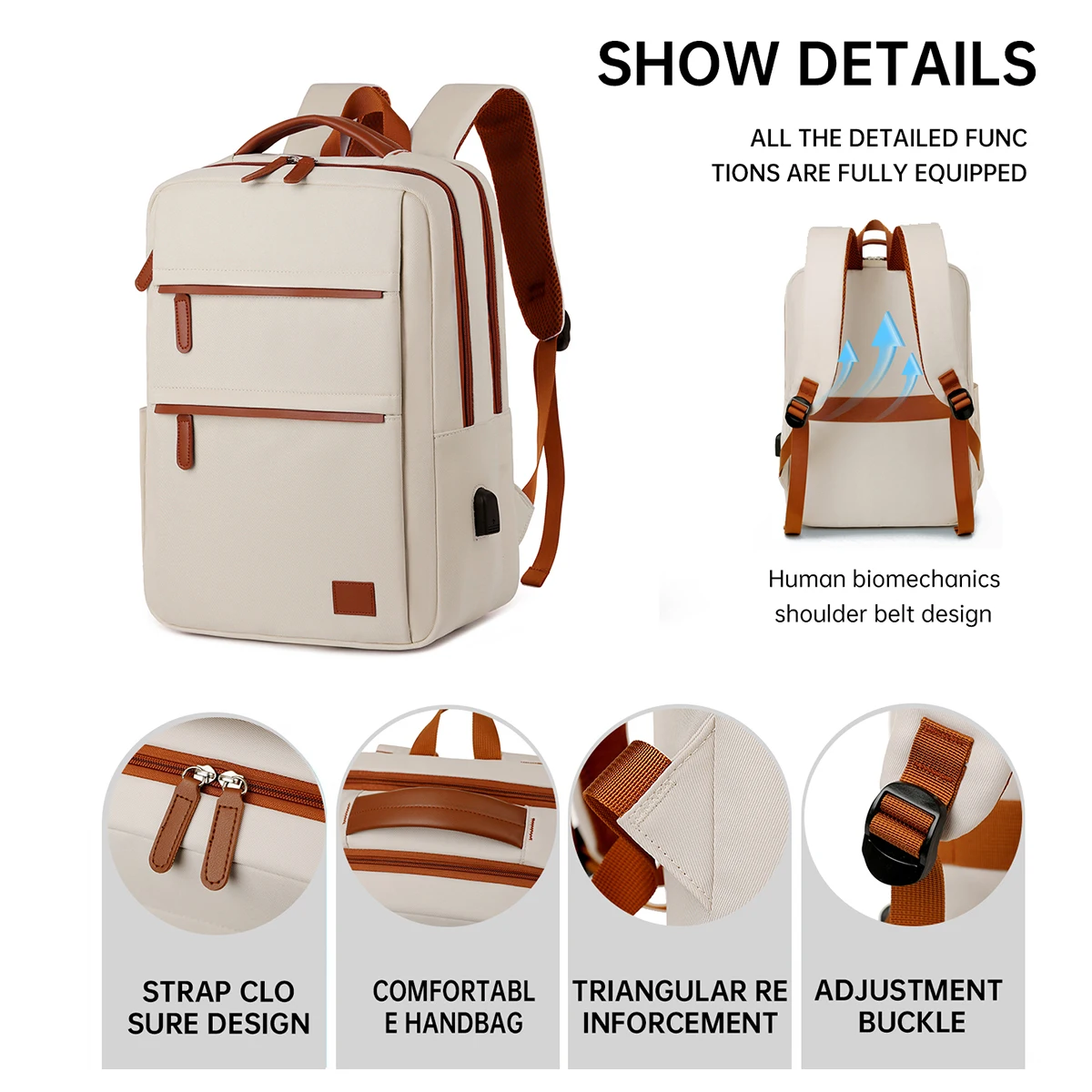 Large-Capacity Travel Multi-Functional Backpack, College Student Bag, Women's Carry-On Bag, No Checked-In Luggage, Computer Business Bag for Men