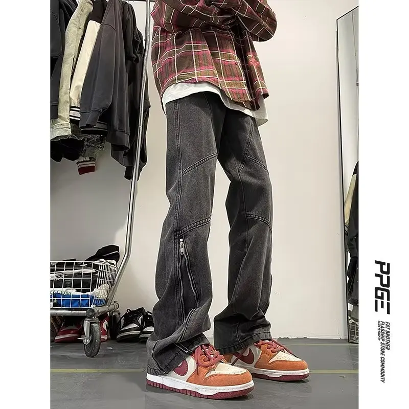Mens Pants Men Streetwear Ripped Jeans Baggy Jean Denim Shorts Men's Trousers Wide Leg Jeans Man Y2k Clothing Flared Male Cargo