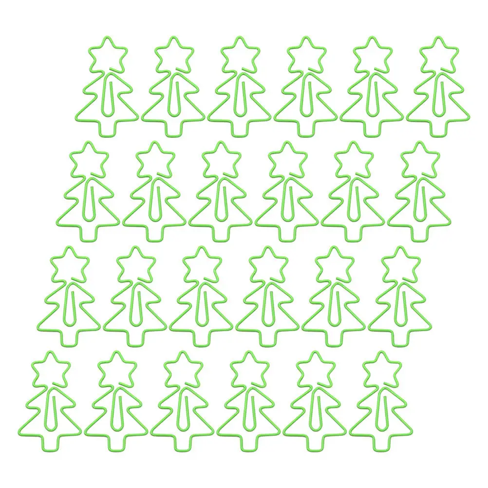 30Pcs 크리스마스 트리 모양의 종이 클립 금속 부드러운 마감 책 클립 페이지 홀더 독서 액세서리 축제 플래너 장식