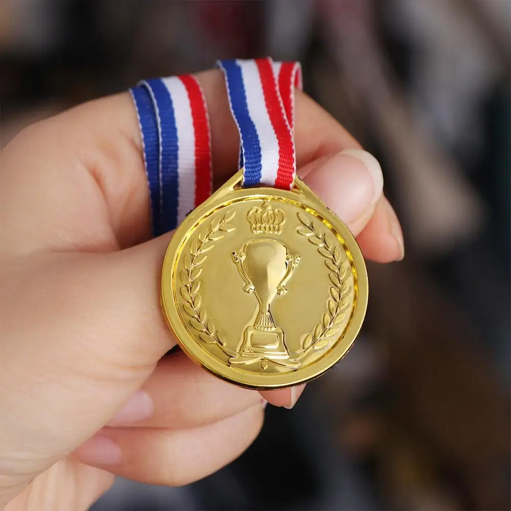 Award medals winner gold silver bronze dancing sports children running swimming plastic