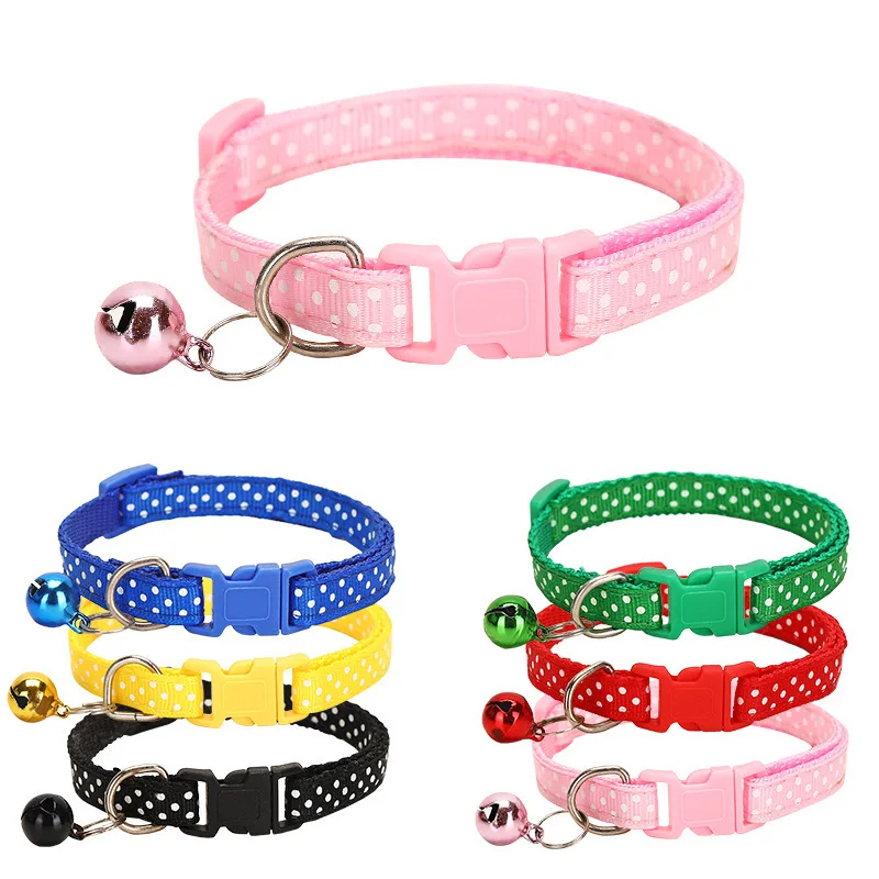 

Multi-color Nylon Adjustable Cat Collar Small Large Cat Dog Universal Quick Separation Small Necklace Leash Bell Pet Products