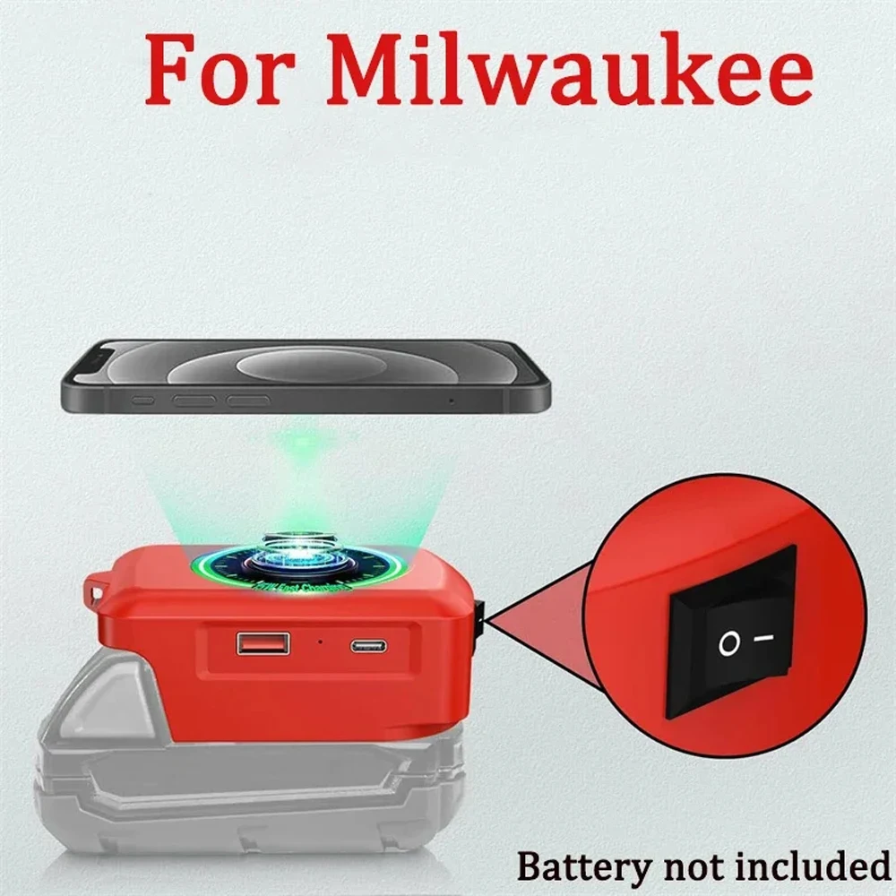 Universal Lithium Battery Wireless Charging Adapter with Type C USB Port