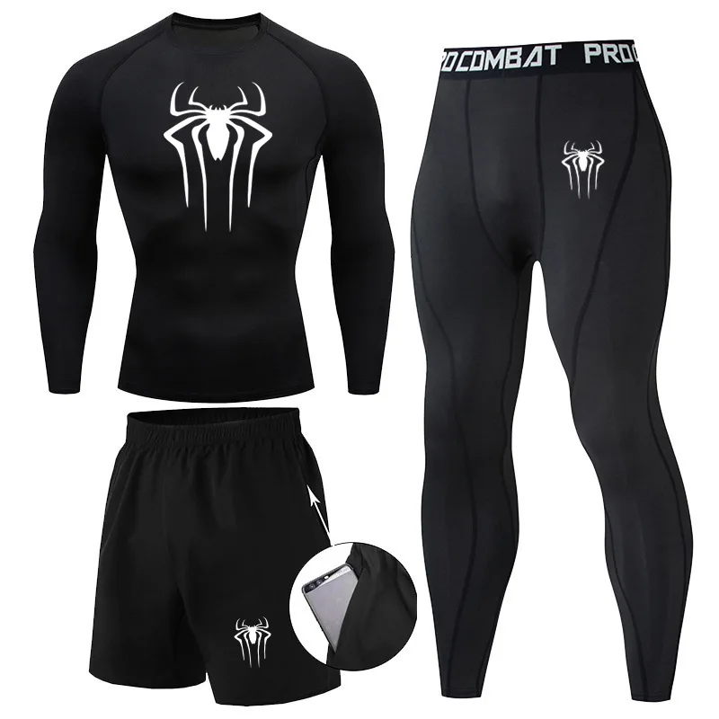 

Men's Running Compression Sportswear T-Shirt Sleeve Shorts with Leggings Fitness Quick Dry Sports Top Workout Gym Sportswear