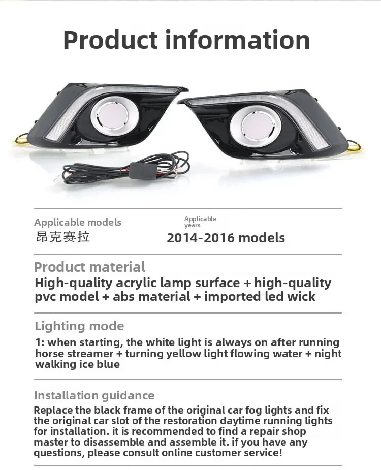 2Pcs Car Led Daytime Running Light Front Fog Lamp DRL Yellow Dynamic Turn Signal Night Blue For Mazda 3 Axela 2014 2015 2016 detail image 2