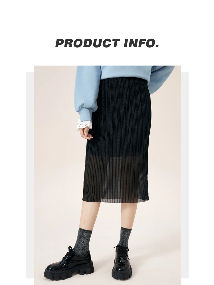 black pleated skirt A21 White Solid Elegant Women 2022 Spring New Midi Skirt Knitted High Waist Gauze Patchwork Ladies Chic Streetwear Long Skirt white denim skirt