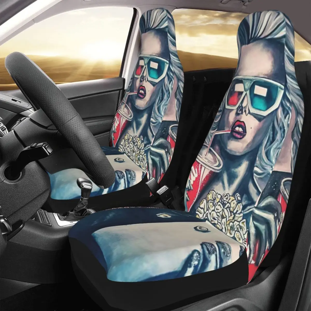 

Funny Marilyn Monroe Car Seat Cover Custom Printing Universal Front Protector Accessories Cushion Set