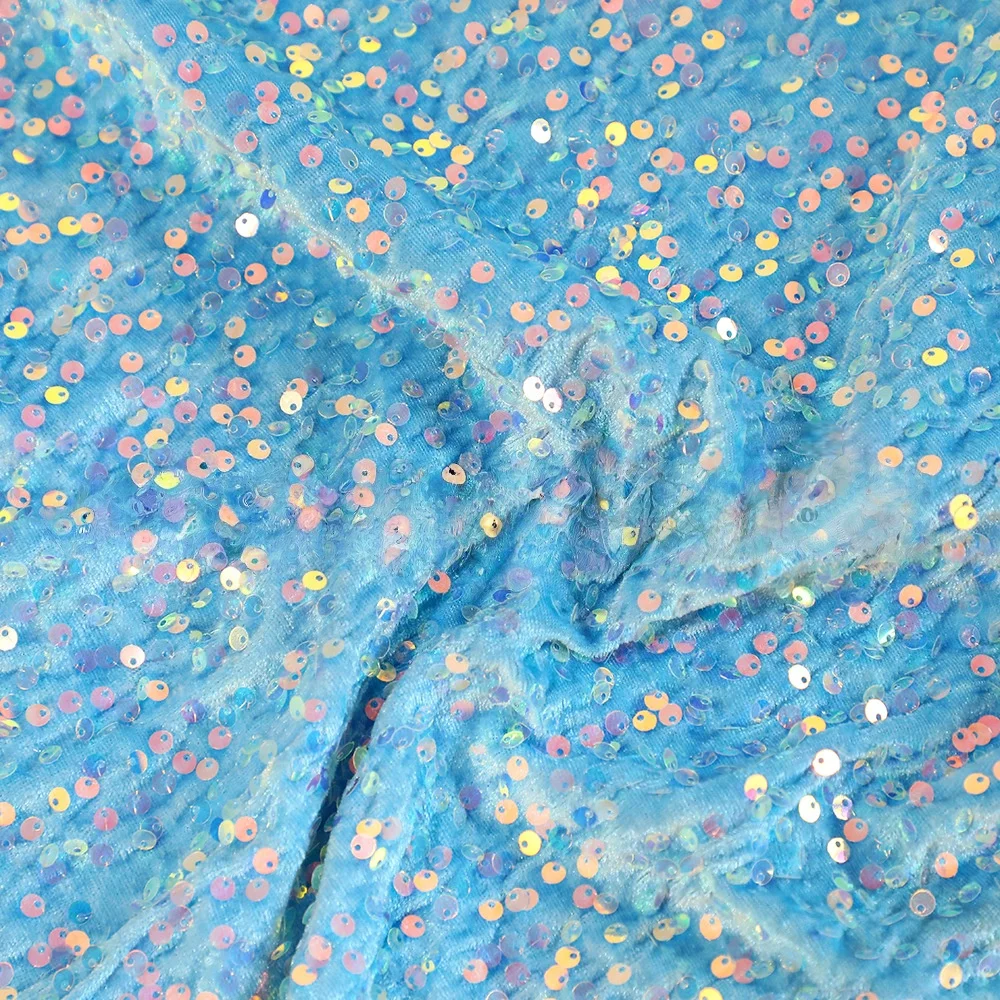 Vibrant Multicolor Sequined Embroidered Velvet Fabric