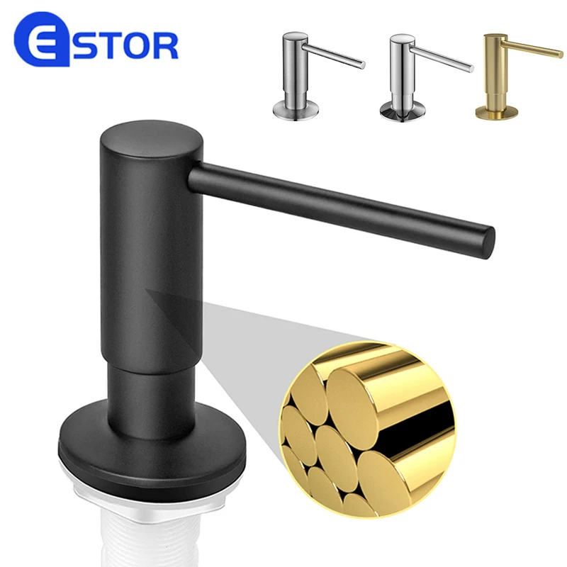 ปั๊มในตัวขวดสบู่เหลวในครัว 500 มล. ตู้ทําสบู่นิกเกิลขัดทองเหลืองตู้ทําสบู่อ่างล้างจานสีดํา 1