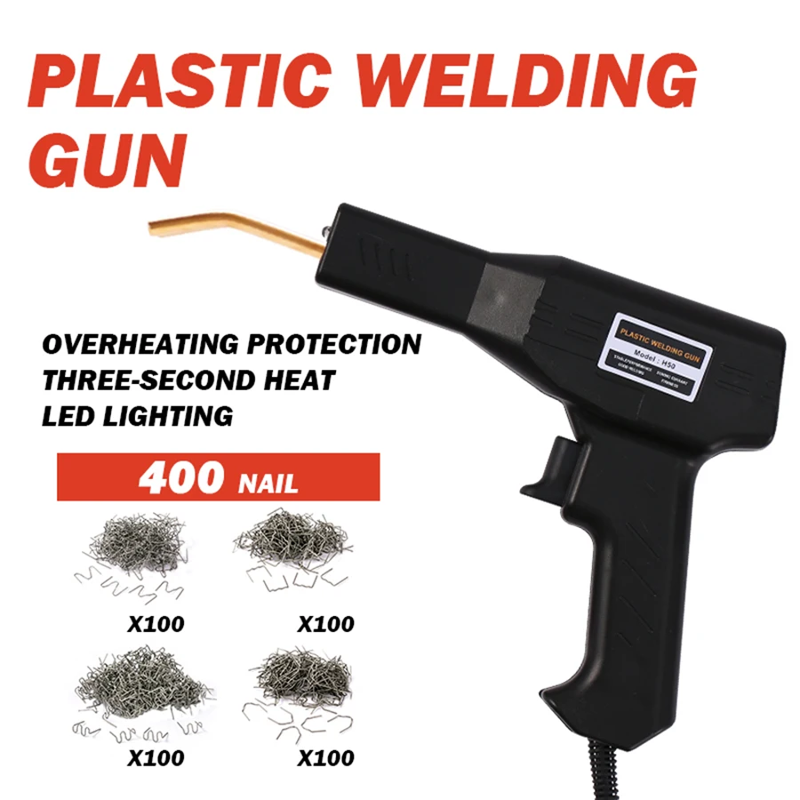 Bumper Repair Gun 50W 220V Plastic Welding Equipment with 4 Types of Welding Nails for Car Bumper Repair