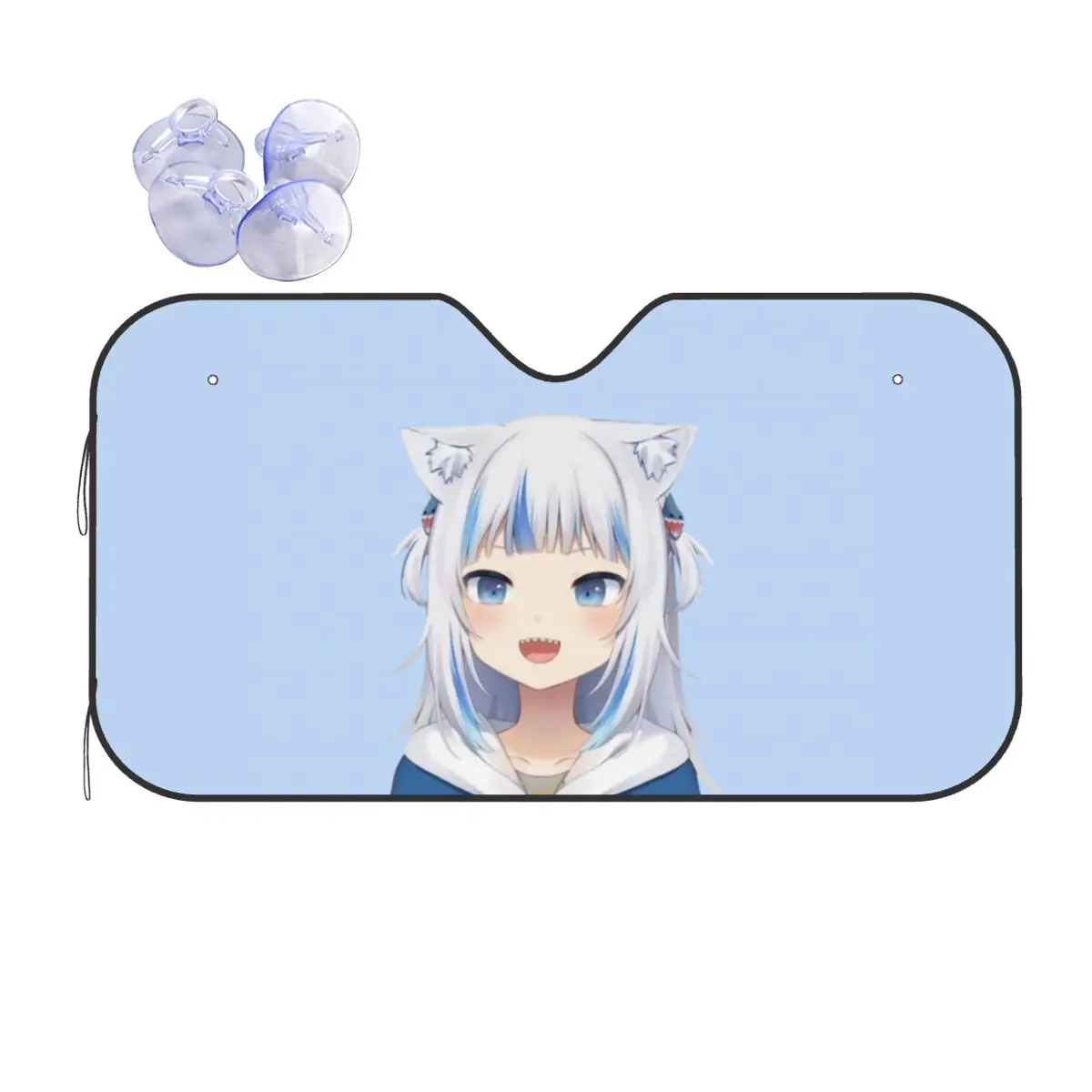 

Солнцезащитный козырек Gawr Gura Neko Ears, складной козырек для лобового стекла автомобиля в мультяшном стиле, 76x140 см, солнцезащитный козырек, Стайлинг автомобиля