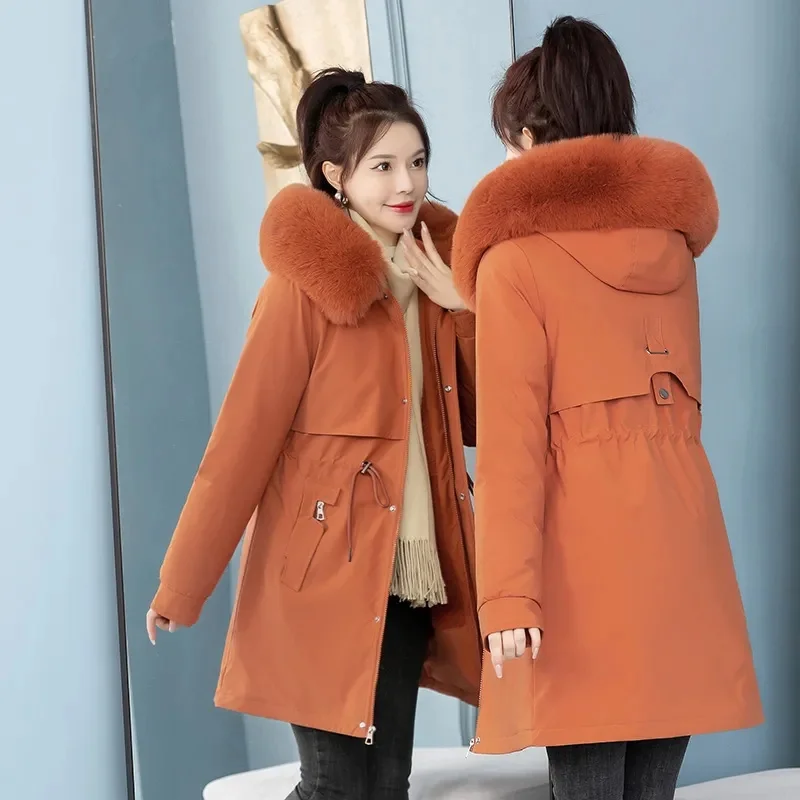 

2023 New Snow Wear Long Parkas Winter Jacket Women Parka Fur Hooded Jacket Female Fur Lining Thick Coats Wool Liner Parkas