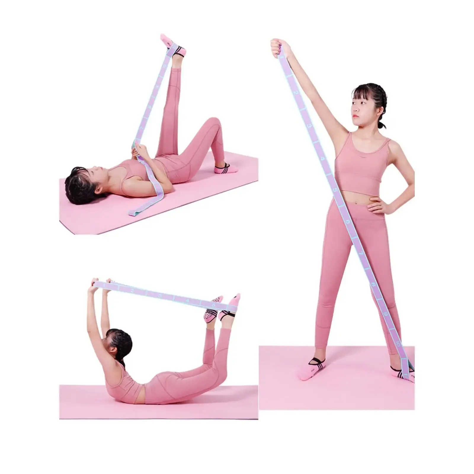 Yoga Stretch Assist Strap 9 Loops Leg Stretch Band Elastic Belt Pilates Dance Gymnastics Workout Kids Dancing Assistance