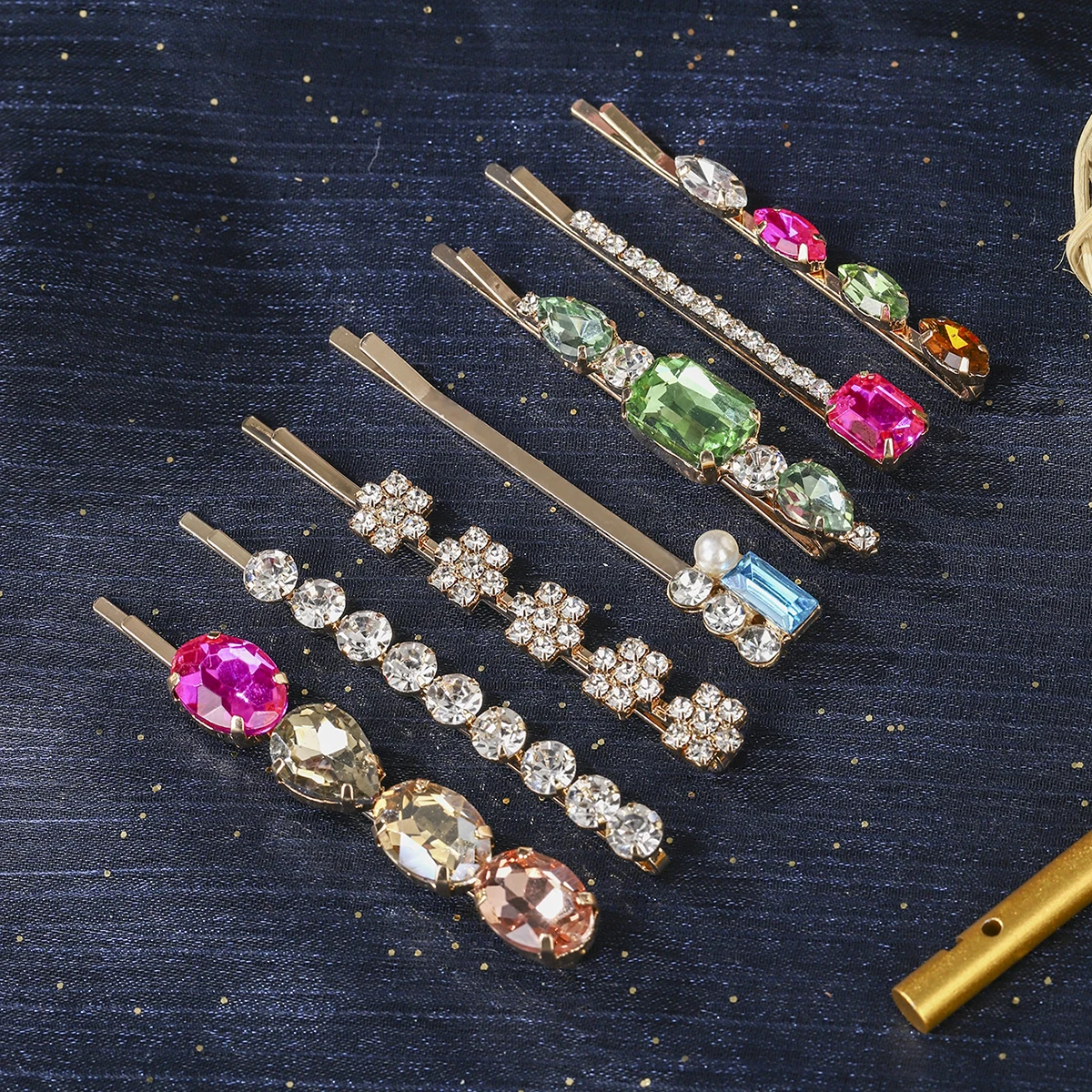 Buntes Kristall-Strass-Haarnadel-Set Luxuriöse Geometrische Haarspangen für Frauen und Mädchen Tägliche Party-Accessoires Haarklammern – Detail 12