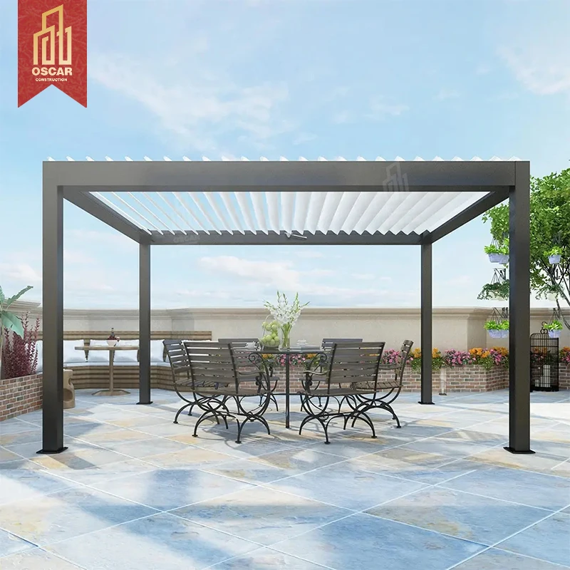 ODM-pérgola eléctrica inteligente para patio al aire libre, pérgola de aleación de aluminio para jardín, terraza, Villa, Gazebo