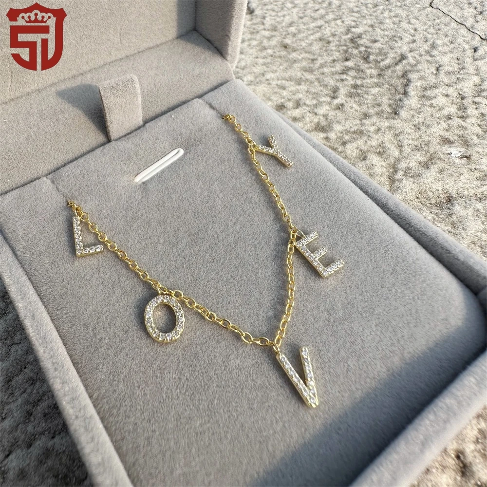 Ship In 48 Hours Custom 8mm Zircon Initial Letter Necklace Personalize Name Cz Choker Necklace Customize Women Gift Jewelry