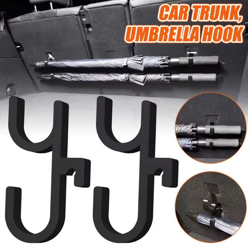 2Pcs Car Umbrella Hook Umbrella Stand Universal Trunk Hook for Handbag Auto Accessories