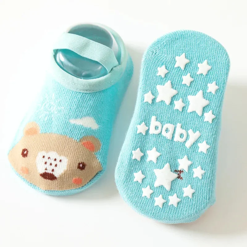 0-3Years Newborn Baby Girls Boys Socks Non Slip Cotton Cartoon Print Kids Socks For Boys Girls Toddler Floor Sock Spring Autumn