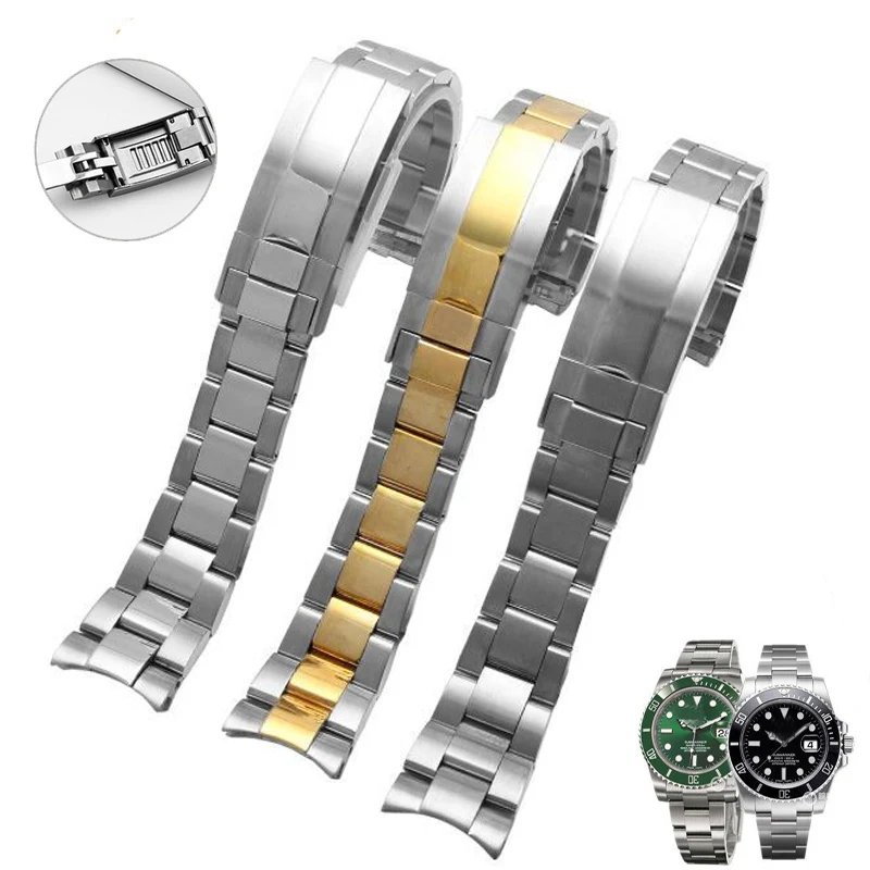 20mm Super Quality 904L Stainless Steel Curved End Watchband Fit for