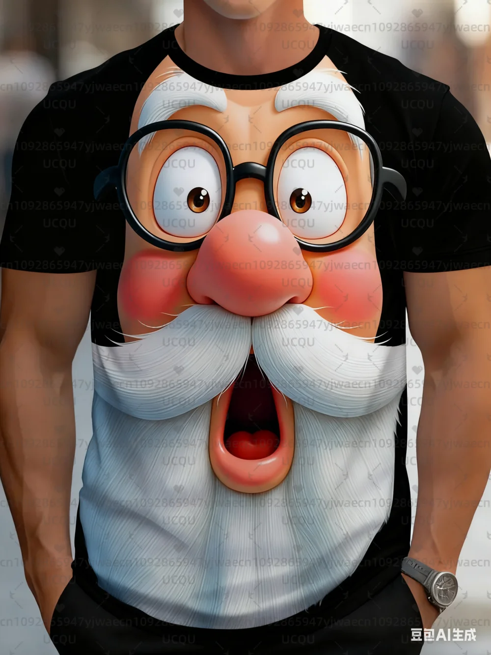 Sommer-T-Shirt für Weihnachtsfeiern, Herren, Damen, Weihnachtsmann, lustiges Grafik-T-Shirt, 3D-Druck, Rundhalsausschnitt, kurze Ärmel, lässig – Detail 6