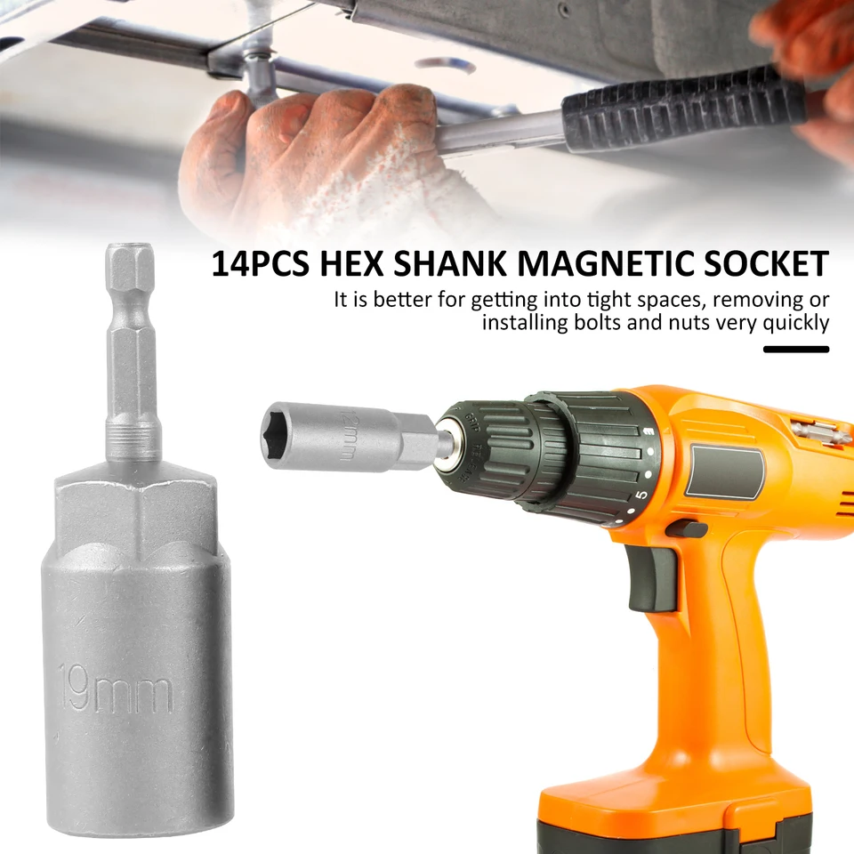 TOOLEAGUE 18Pcs Magnetic Nut Driver Set, Metric And SAE 6 IN Long Shank Nut Driver - Foto 4