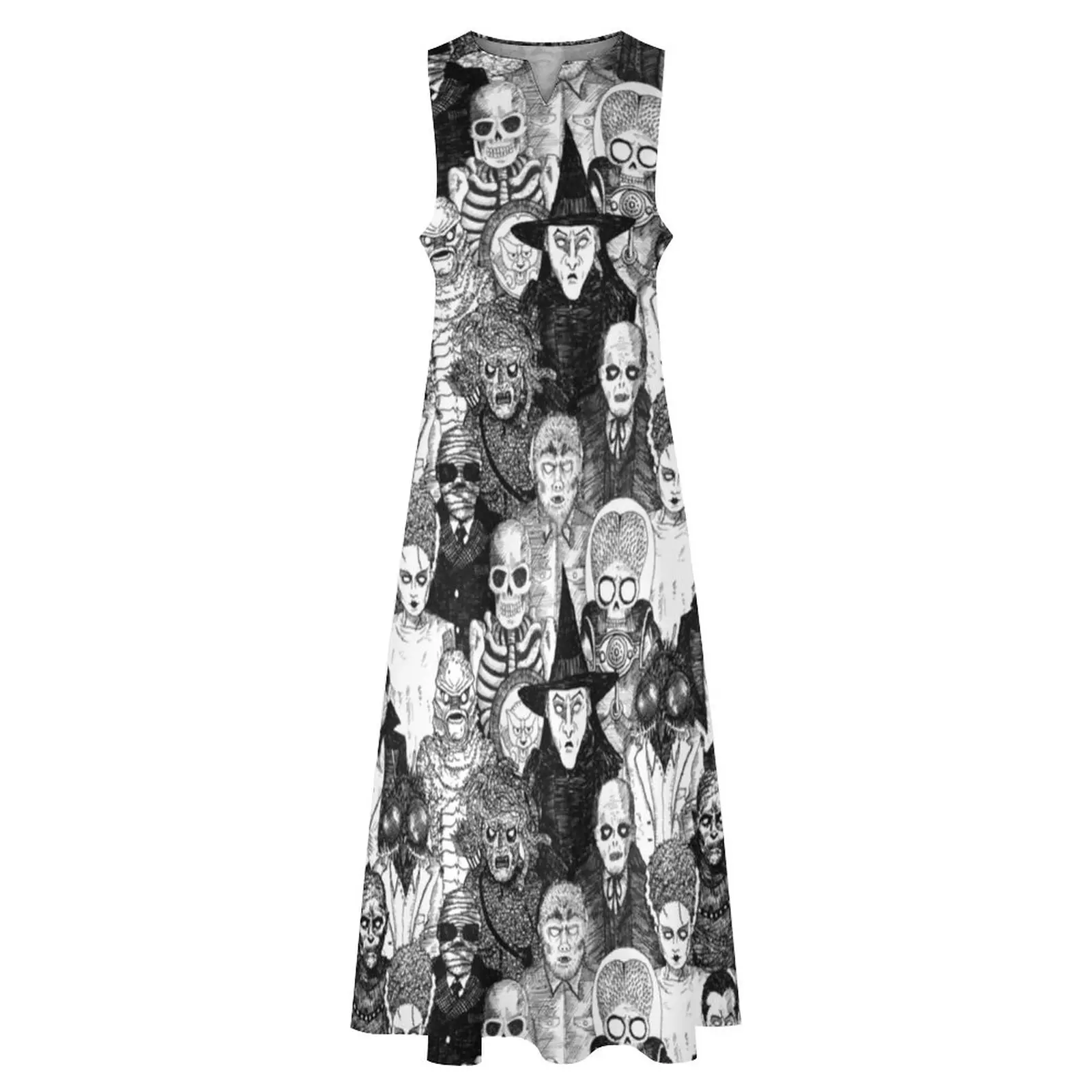 knee length dresses for ladies Women's Skull Dress – Goth N' Rock main image 1