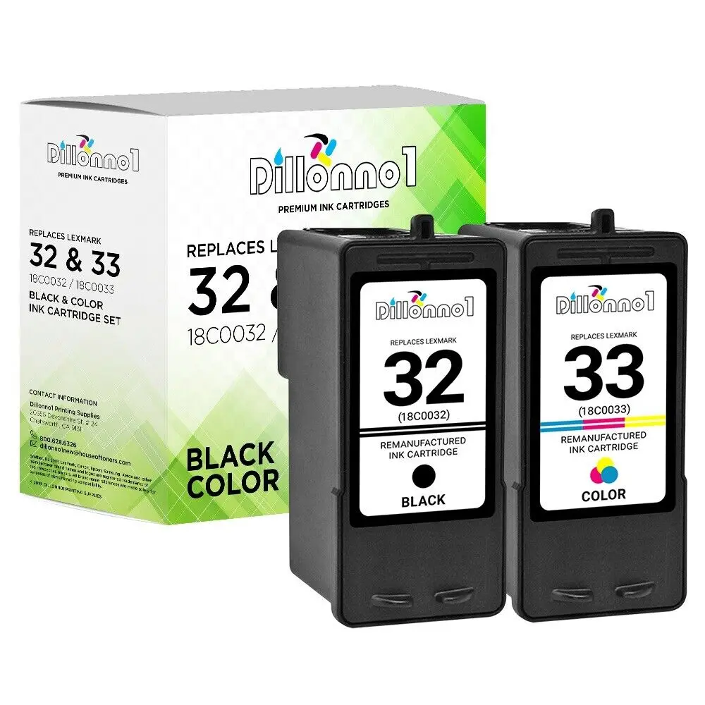 2PK For Lexmark 32 33 Ink cartridges 18C0032 18C0033 For X1180 X3330 X3350W
