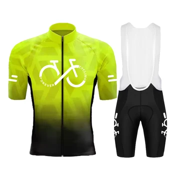 Cycling Jersey Set 2025 Summer Ropa Ciclismo Men's Short Sleeve Bicycle Cycling Clothing Gradient Color Breathable MTB Bike Wear 1