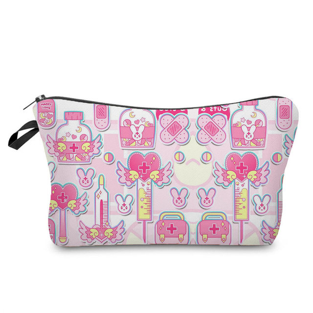 First Aid Kits Students Stationery Bag Case Floral Printed Medical Patch Pills Bag for Nurses Cards Cosmetic Bag