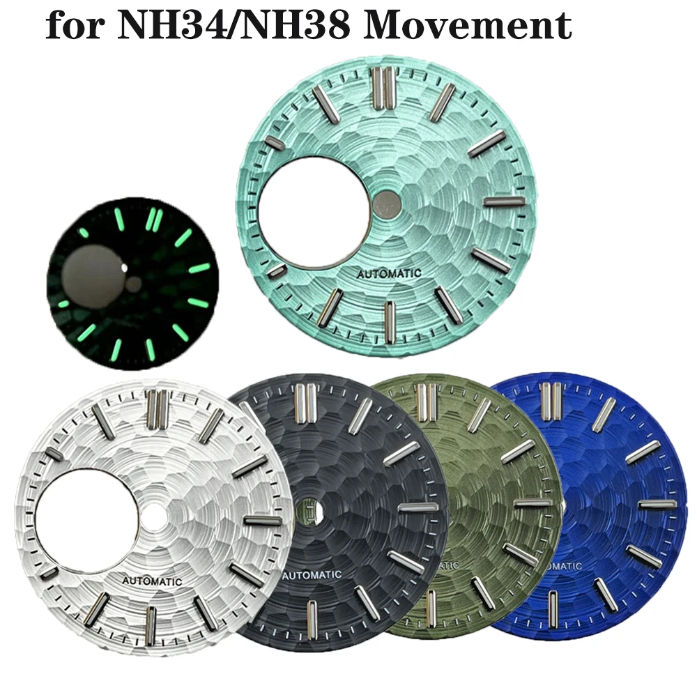 

For Nh34 Dial Black/White/Army Green/Blue 28.5mm Watch Dial Green Luminous Mechanical Watch Faces for NH34 NH38 Movement Parts