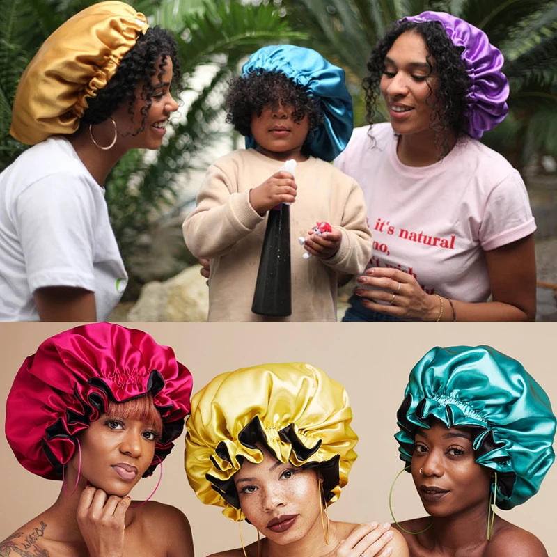 Custom Logo Double Layer Satin Bonnet 10Pcs Silk Sleeping