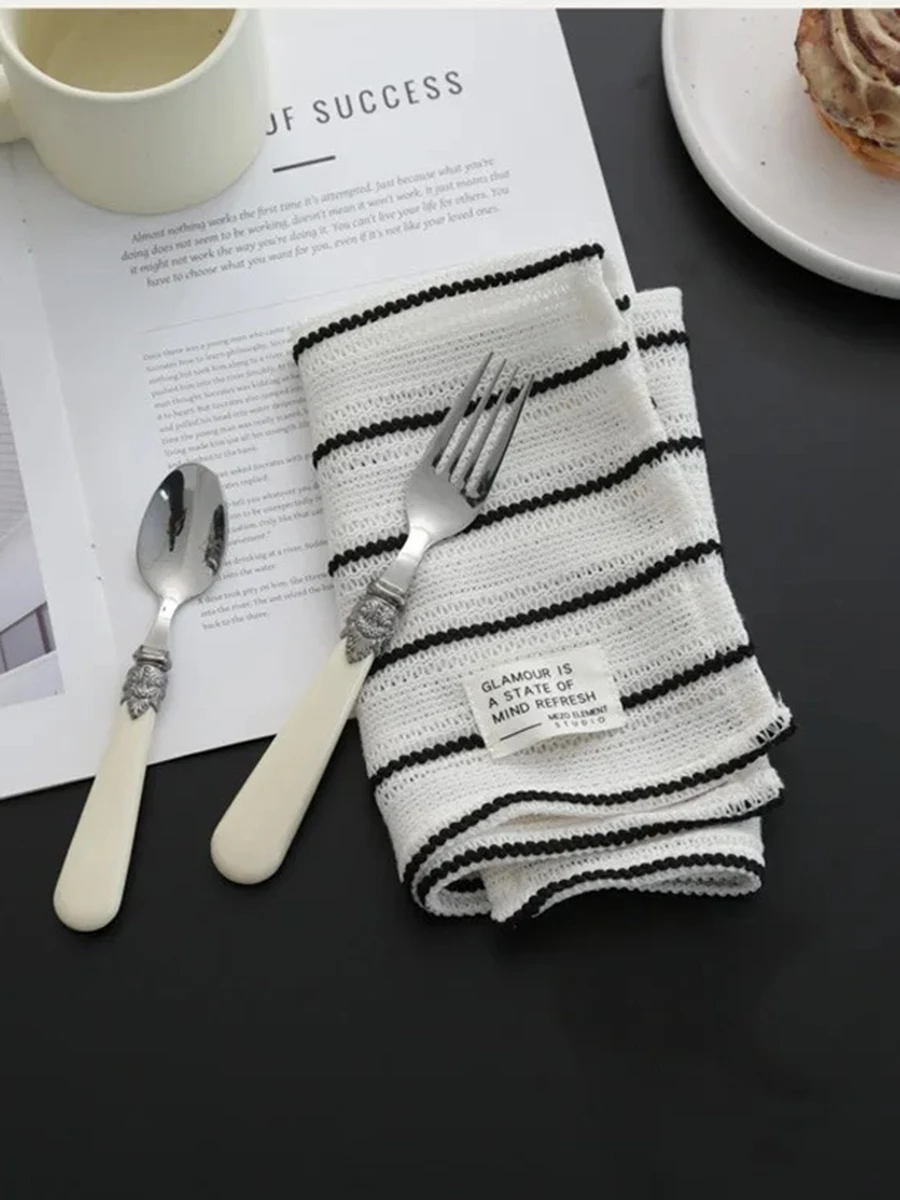 Black White Striped Tablecloth 3