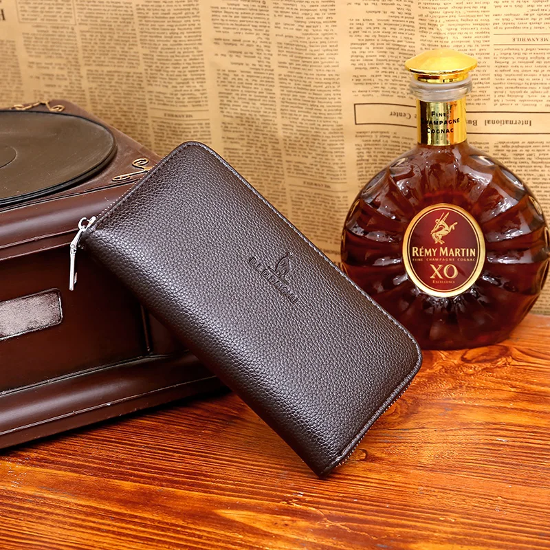 

2023 Men Wallets 21 Card Holders Name Engraving Male Purse Quality Zipper Large Capacity PU Leather Wallet For Men Carteria