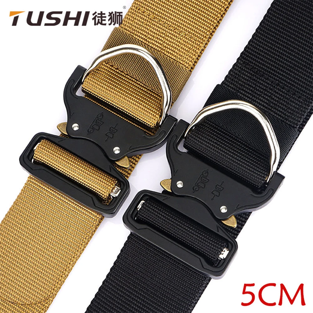 TUSHI 2.0 inch New Tactical Belt Alloy Buckle Quick Release Elastic Belt Casual Nylon Tooling Training Belt Men Trousers Belt tactical belt magnetic buckle quick release elastic belt casual nylon work clothes training belt men s trousers belt