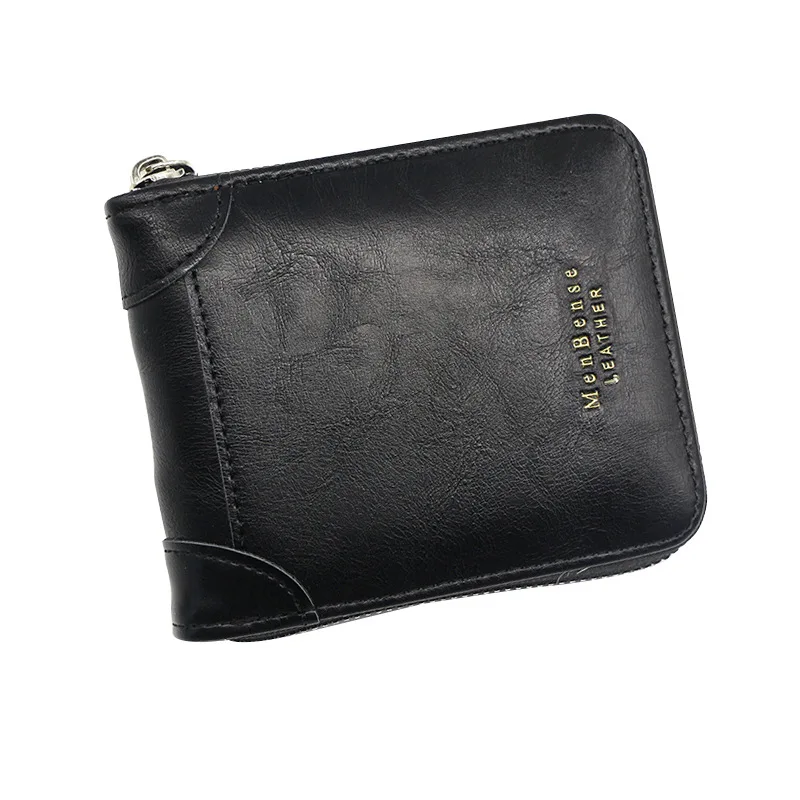 

Customerised Vintage Brown Short Wallet Multi-functional Whole Zipper Fashionable PU Leather Wallet