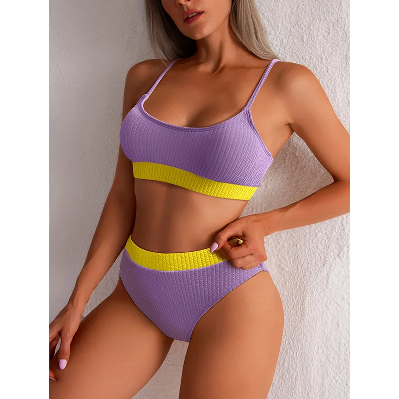 2022 New Push Up Biquini Ribbed Bathing Suit Women Sexy High Cut  Beachwear Bikinis Set Swimsuit  Swimming Suit for Women