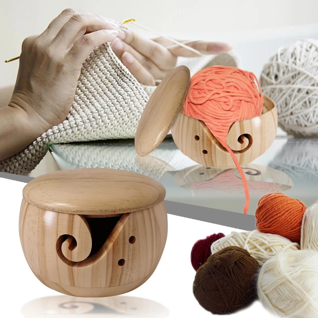 Wooden Woolens Yarn Storage Bowl Knitting Weaving Accessories Wool