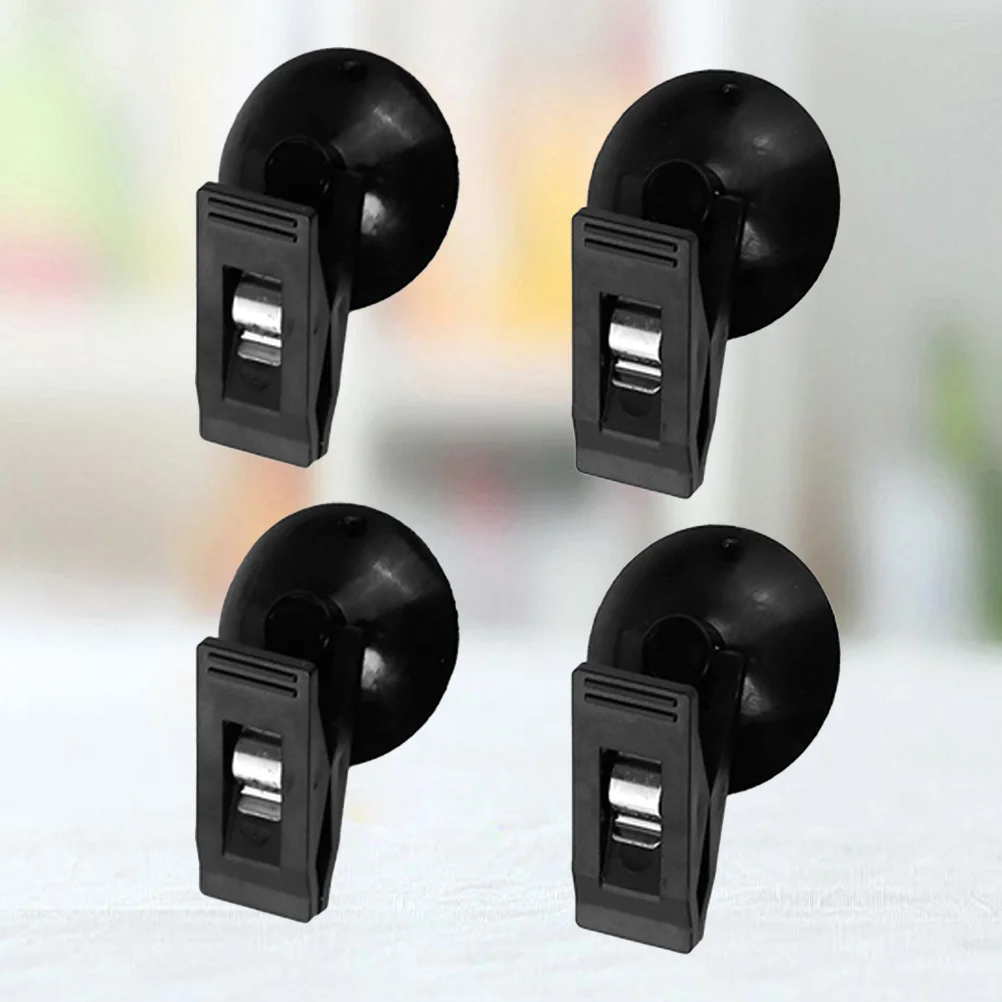 2 Pair Paste Storage Clip Multifunctional Suction Type Clips Curtain Clamp Bag Holder Storage Clip for Car Auto (Black)