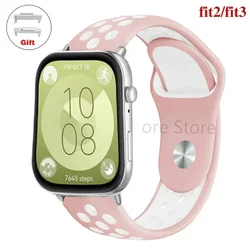 Breathable Silicone Sport Watchband - Vibrant Smart Wristband Bracelet - huawei fit 3 (20 pink white)