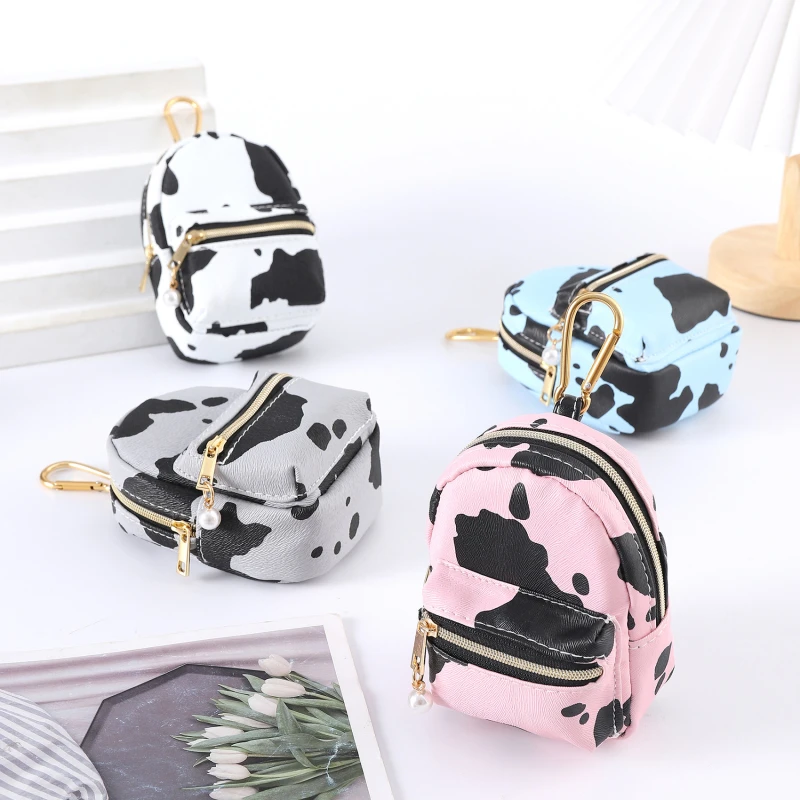 

Double Layer Coin Purse Cow Pattern Wallet Key Chain Money Bag Card Holder Personalized Daily Change Storage Bag Student Gift