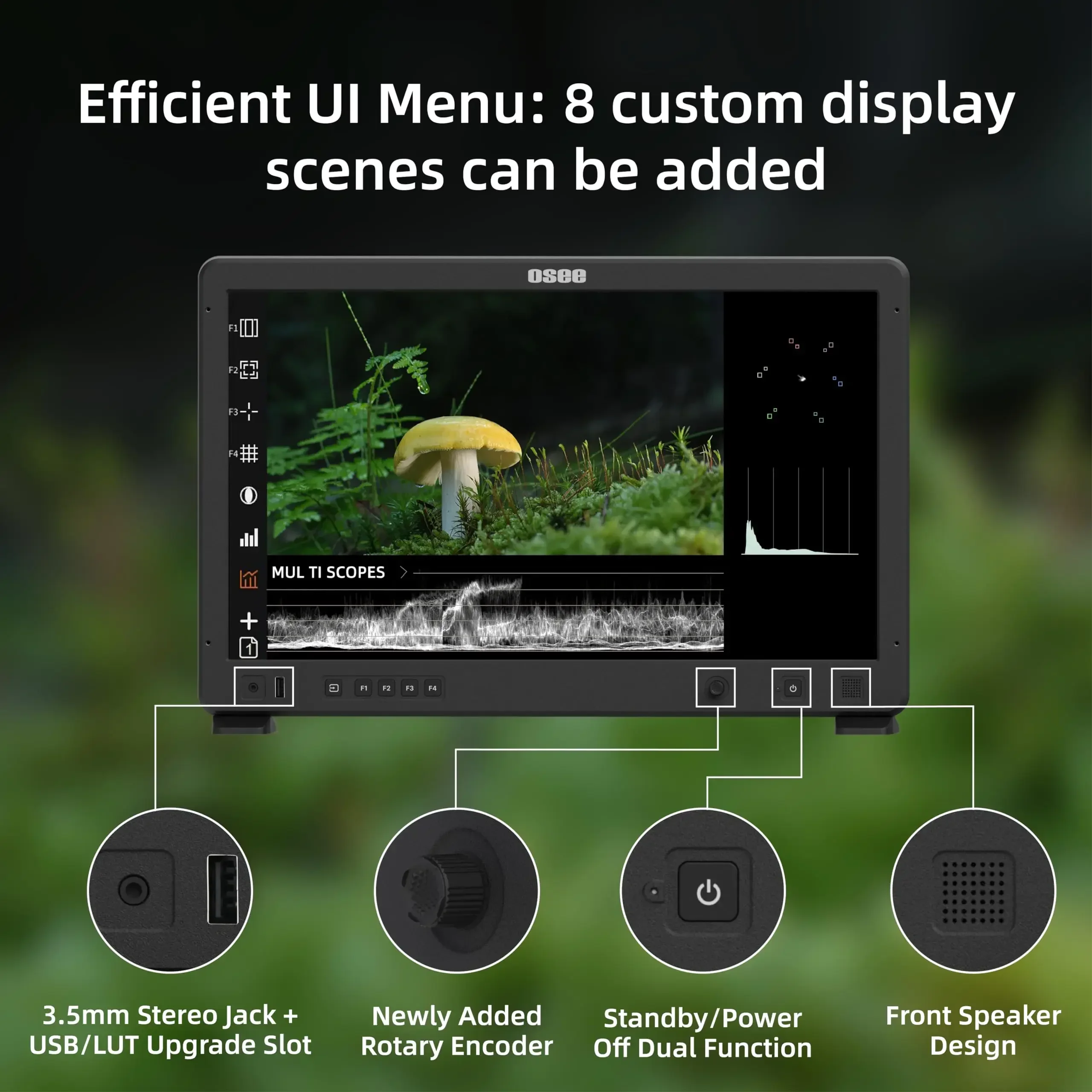 OSEE Mega 22S Roduction Monitor 22inch HDMI 3G-SDI HDR Ultra Bright Field Sunhood Battery Plate with 10 Bit IPS Panel