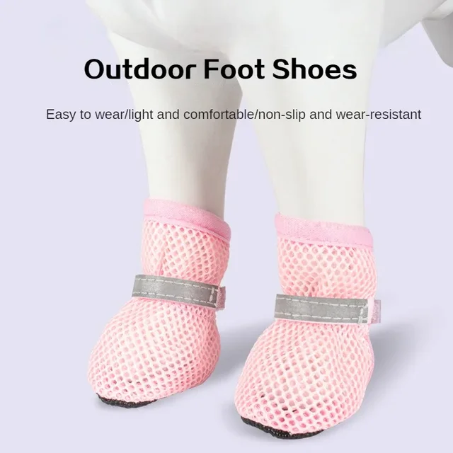 Sf7de25367bff428db09913298ee05105T.jpg 4pc, Dog Shoes Non-slip Breathable Wear-resistant Dog Boots Suitable for Small Medium Sized Pets Puppy Protective Footwear.