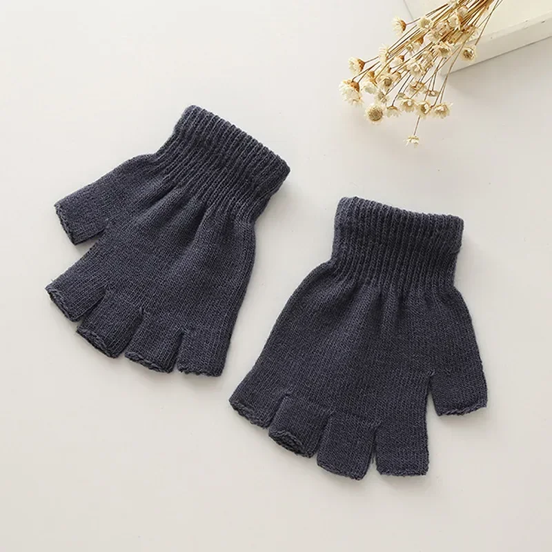 Half Finger Gloves Fingerless Gloves Warm Gloves Cotton Gloves 1Pair Unisex Black Half Finger Fingerless Gloves for Women and Men Wool Knit Wrist Cotton Winter Warm Work Mittens