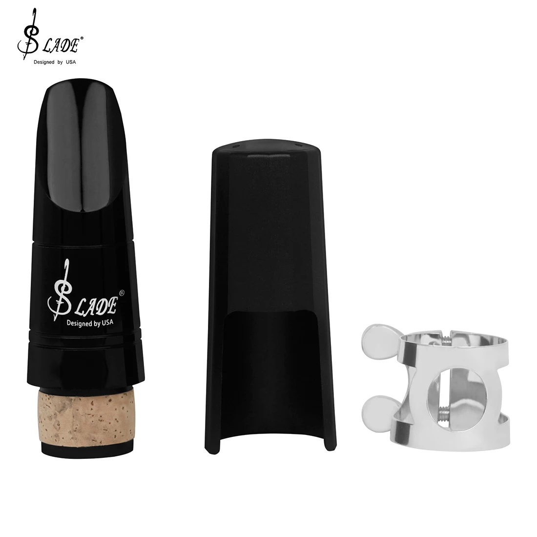 

SLADE Clarinet Mouthpiece Rubberwood Clarinet Mouthpiece with ABS Cap Adjustable Metal Snap Clip Woodwind Instrument Accessories