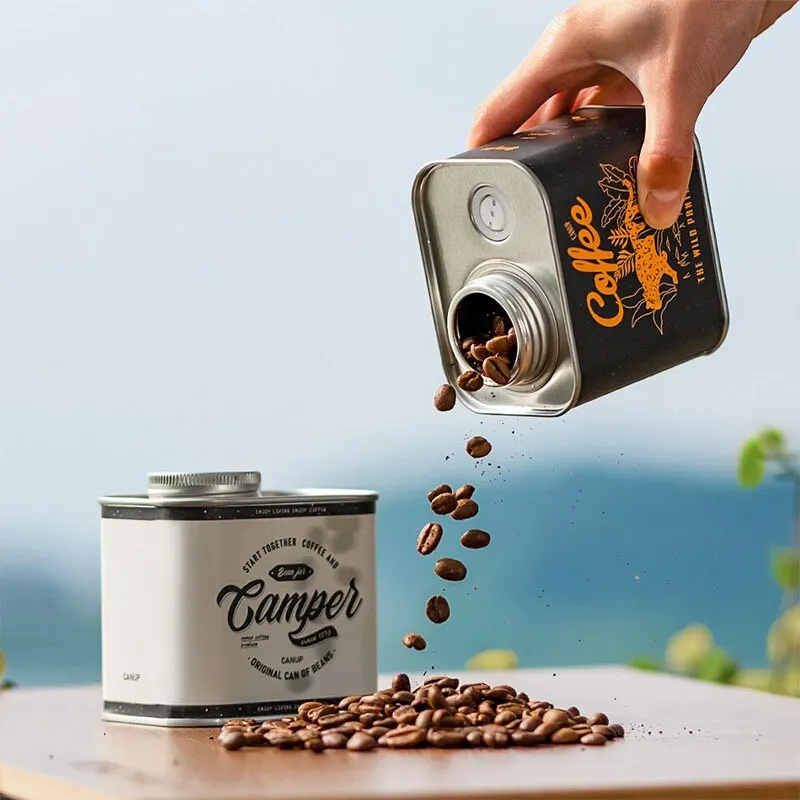 Coffee Bean Sealed Can Outdoor Camping Tin Box Food Grade Packaging Storage Fresh Breathing Tin Can storage can