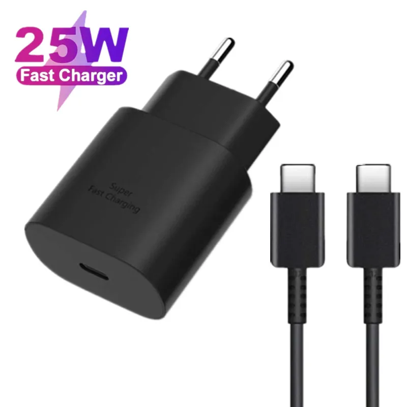 

High Quality PD 25W USB C Charger With Type C CABLE For Samsung Galaxy S24 S23 S22 S21 S20 Ultra Super Fast Charging Charger