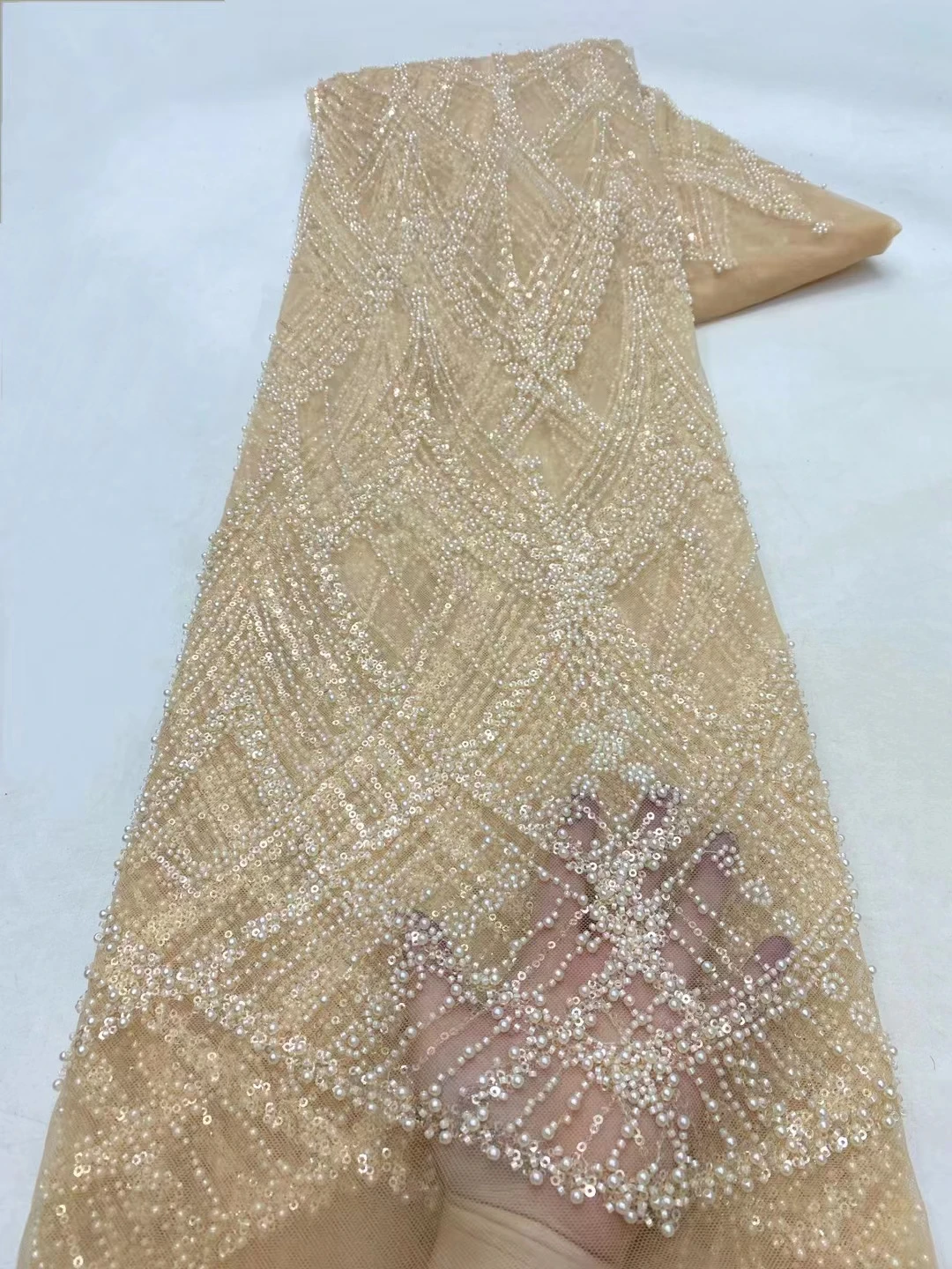 

Luxury Sequins Lace Fabric 2024 High Quality African Nigerian Tulle Lace Fabric French Groom Lace For Women Wedding Party Dress