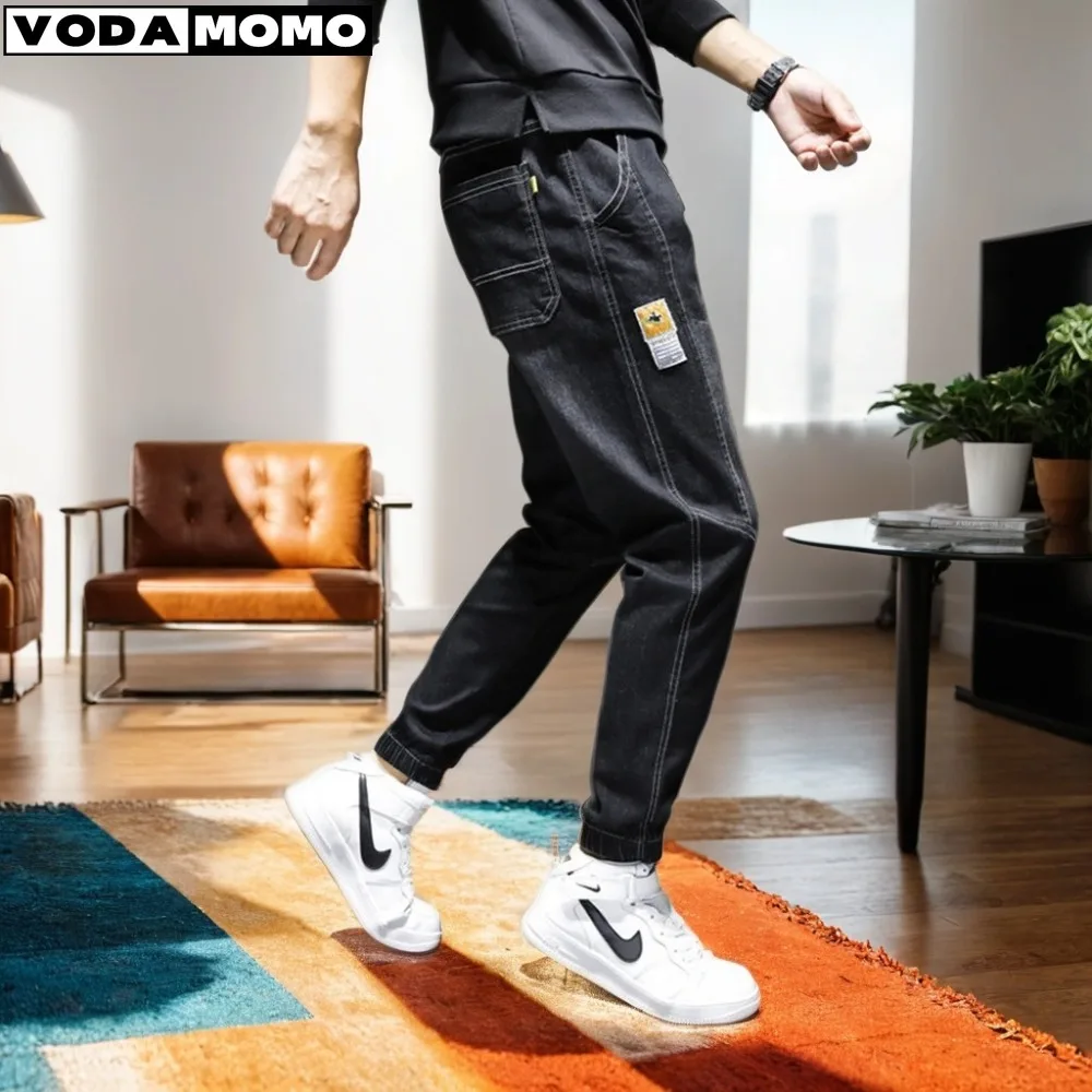 

New 2024 Mens Jeans Pants Fashion Pockets Desinger Loose fit Baggy Moto Jeans Men Stretch Retro Streetwear Relaxed Tapered Jeans