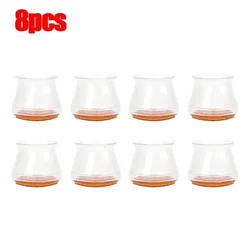 Silicone Chair Leg Protectors with Felt Pads - Scratch - Free, Easy Glide, Noise - Reducing Furniture Caps (4/24 Pack) - M(22mm - 35mm) (8pcs - Transparent)