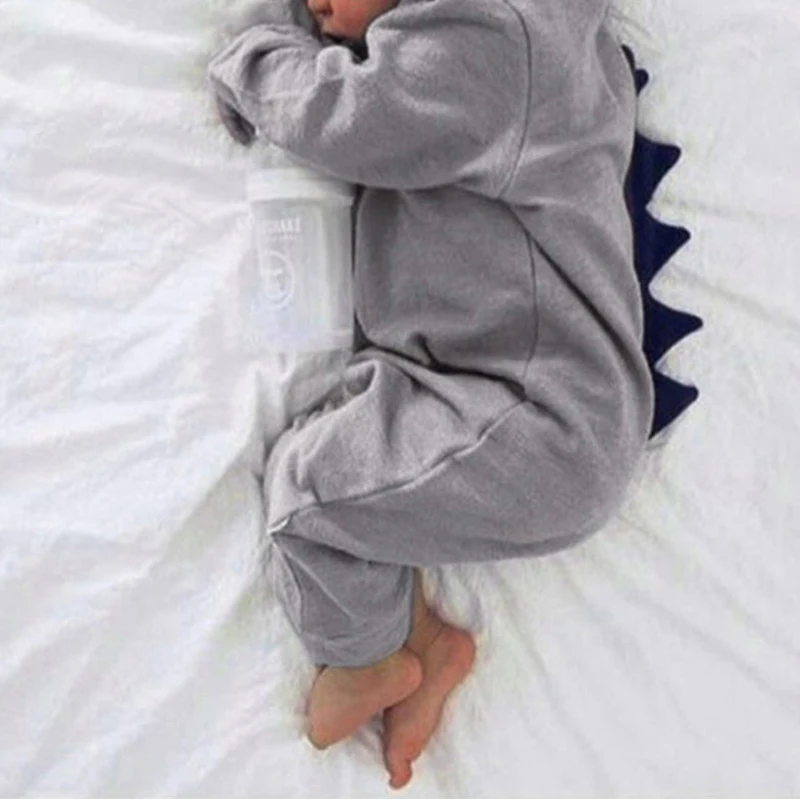 Newborn Baby Clothing New Fashion leisure Clothes Boy Girl Dinosaur Hooded Romper Jumpsuit Outfits Autumn Winter Kids Clothes - 5